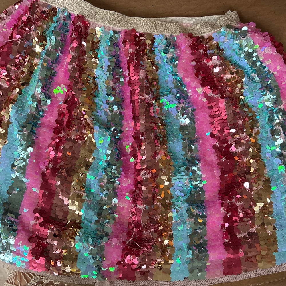 Girls h&m rainbow sequin skirt sz 9-10
